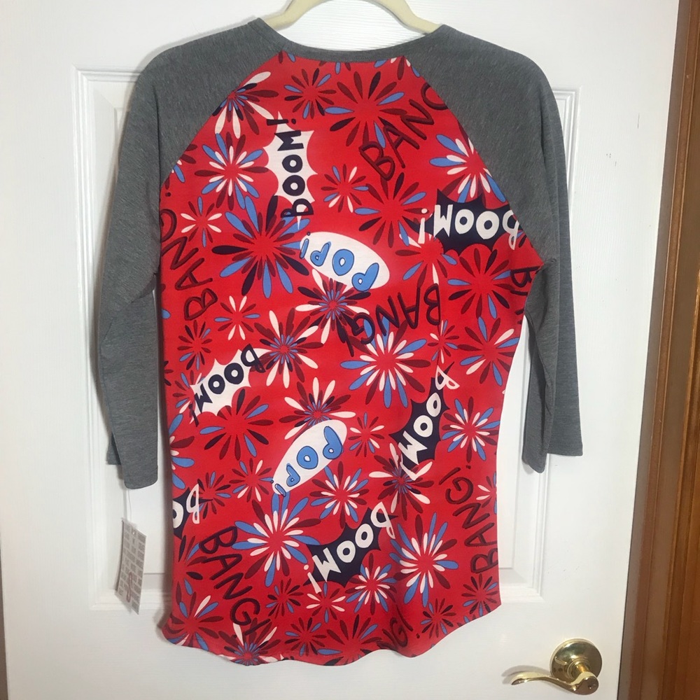 NWT Small LuLaRoe Americana Randy Raglan Baseball - Picture 2 of 4